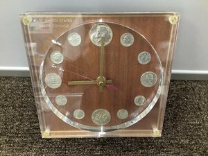 【ジャンク】現状品　コイン　置時計 アメリカ銀貨　Marion Kay NUMISMATIC CLOCK 時計　コイン時計　MODEL No.36 アンティーク