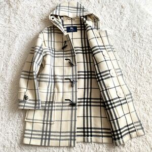 【英国製】★希少 バーバリー ロンドン BURBERRY 極上メルトンウール素材 ダッフルコート メンズ 54REG 大きめ XL〜3L相当 ノバチェック柄