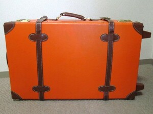 ■オレンジ　アンティーク調　キャリーバッグ　トランクケース　キャリーケース　旅行鞄　レトロ風　2輪キャスター■