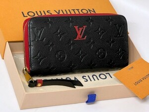 【確実正規品】極美品！新型！Louis Vuittonルイヴィトン　モノグラム・アンプラント　ジッピーウォレット長財布　ブラック×レッド系