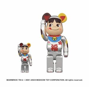 BE@RBRICK☆招き猫 ペコちゃん　福☆銀メッキ☆100%& 400%☆ベアブリック☆メディコムトイ☆新品未開封☆