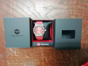 長期保管 テクノス TECHNOS 正規品 腕時計 ビジネスウォッチ カジュアル腕時計 レッド ラバーベルト プレゼント カレンダー 10気圧防水