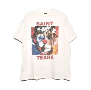 即決【SAINT MICHAEL】セントマイケル×デニムティアーズ CLOWN Tシャツ オフ白 L 古着