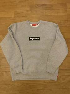 1円スタート美品 22AW Supreme Box Logo Crewneck Heather Grey Large シュプリームボックスロゴヘザーグレースウェットL正規付属品1スタ