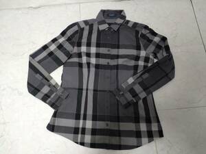 d0400◆バーバリーロンドンBURBERRY　LONDONレディースチェックシャツ38グレー◆三陽商会