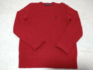 d0580◆ラルフローレンPOLO RALPH LAURENレディース　アンゴラ混セーターXS165/88A赤