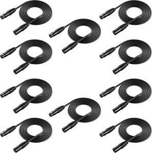 10 -pack 6,5ft/ 2m DMX Стадия кабеля кабеля 3 -PIN Signal XLR Самец для подключения к женщинам