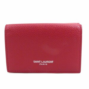 サンローラン SAINT LAURENT 三つ折り財布 レザー レッド h29934f