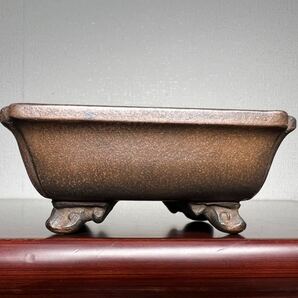 盆栽鉢、尚古堂、中国古鉢、古渡、時代あり、雲足、長方鉢の画像3