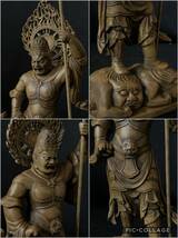 最新作　仏教工芸品　総柘植材　時代彫刻　古美術　木彫仏教　精密彫刻 仏師で仕上げ品　四天王像 一式　その1_画像5