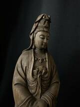 井波彫刻　高31cm 仏教工芸品　香樟材　時代彫刻　古美術　木彫仏教　精密彫刻 仏師で仕上げ品　聖観音立像_画像8