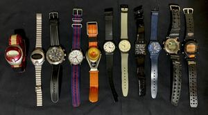 【ジャンク】ブランド腕時計まとめて 11個セット/ SEIKO ALBA SPOON/ TIMEX/ DUFFS/ CASIO/ G-SHOCK(ベゼル無し) / Swatch / DIESEL