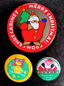 缶バッジ「クリスマス/サンリオ」クリスマス缶バッジ大中小３個セット(サンリオ製). ‘80年代