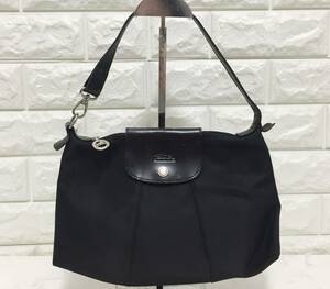 no18127 LONGCHAMP ロンシャン フランス製 レザー ナイロン ハンド バッグ ☆