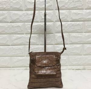 no17572 RENATO ANGI Rena -to Angie Italy made leather PVC crocodile type pushed . diagonal .. shoulder bag pochette *