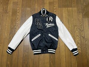 hysteric glamour hg varsity jacket letterman award leather black white ヒス スタジャン レザー