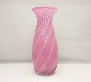 花瓶　ガラス　高さ29.5cm　口径12cm　胴径13cm　重さ1780g　/　花器　花入れ　壺　インテリア　フラワーベース