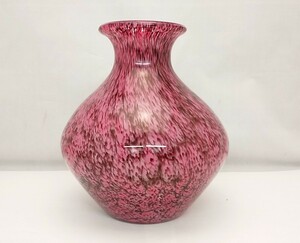 花瓶　ガラス　高さ21cm　口径10cm　胴径20cm　重さ1688g　/　花器　花入れ　壺　インテリア　フラワーベース