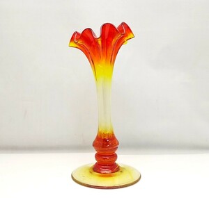 花瓶　ガラス　高さ26cm　口径11cm　胴径3cm　重さ547g　/　花器　花入れ　壺　インテリア　フラワーベース