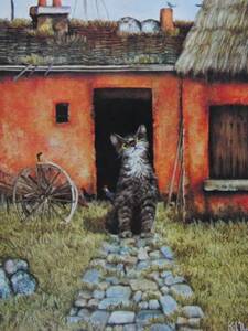 Art hand Auction Kakuzo Inoue, Landschaft mit Katzen, seltene Kunstbuchgemälde, Brandneu, hochwertig gerahmt, Porto inklusive, iafa, Malerei, Ölgemälde, Tierzeichnung