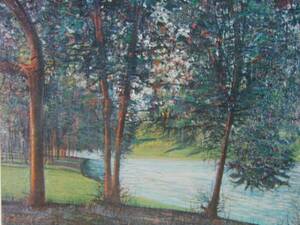 ジャン カルズー、ブロニューの森の湖、希少画集画、新品額装付、送料込み、iafa