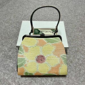 1円〜 和装バッグ 和装小物 着物 ハンドバッグ アンティーク レトロ 黄色 花柄