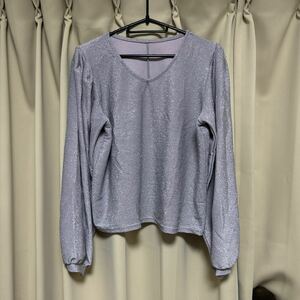 1円〜 長袖 シルバー グレー ラメ キラキラ トップス TOPS Lサイズ swreue