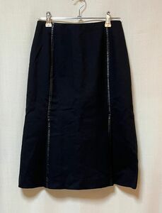 ミッシェルクラン ウール98% パイピングスカート 黒 サイズ36