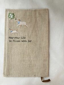 * [ dog * clover ] cotton book cover beige *