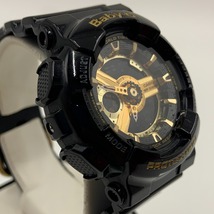 〇〇 CASIO カシオ Baby-G ベビージー レディース 腕時計 BA-110 ブラック x ゴールド やや傷や汚れあり_画像3