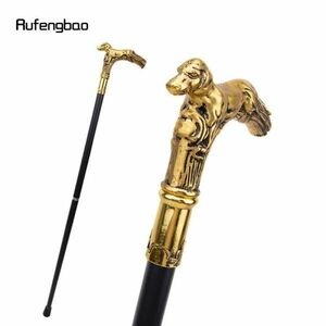 DA025:Golden Dog Handle Luxury Pattern Walking Stick