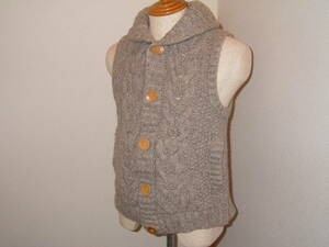 美品 COLIMBO/コリンボ High Lander Knit Vest ”Monterrey” ニットベスト 手編み ウール L グレージュ系