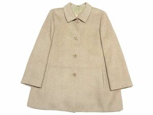 美品☆(株)佐和☆高級カシミヤ100％☆ギザデザイン入☆ウールシングルコート 大きいサイズLL レディース ミセス 秋冬