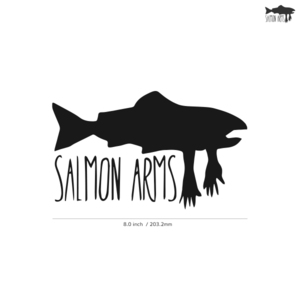 【SALMON ARMS】サーモンアームス★01★ダイカットステッカー★切抜きステッカー★8.0インチ★20.3cm