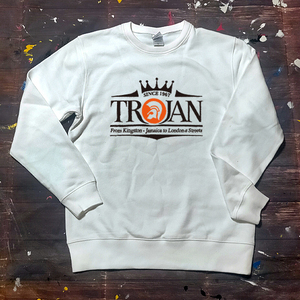 送料無料【Trojan Records】トロージャン レーベル / 長袖トレーナー /ホワイト★選べる3サイズ/M L XL / 8.4オンス