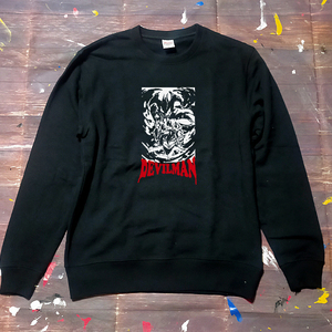 送料無料【DEVILMAN】デビルマン / 長袖トレーナー/ブラック★選べる3サイズ/M L XL / 8.4オンス