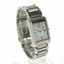 1円スタート 稼動品 CITIZEN シチズン Eco-Drive エコドライブ E011-S045193 デイト ソーラー スクエア シルバー 白文字盤 メンズ 腕時計_画像3