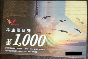 【最新】コシダカホールディングス　株主優待券 10,000円分(1,000円分×10枚)　2024年11月30日まで■まねきねこ、ワンカラ、まねきの湯