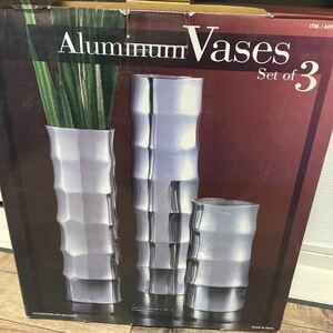西濃 空ドラム缶 システム ワコーズ ボトル 花瓶　Aluminum vases set of 3 花瓶