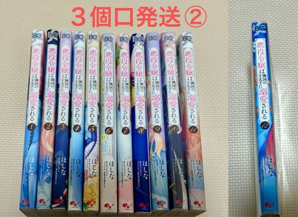 悪役令嬢は隣国の王太子に溺愛される1-１2巻(1-9・11巻中古購入品10・12巻レンタルアップ品)３個口発送②合計3400円