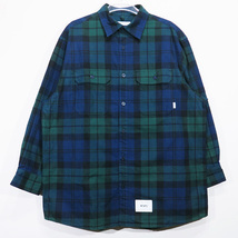 WTAPS ダブルタップス 22AW DECK/LS/COTTON.FLANNEL.TEXTILE.CRST 222TQDT-SHM01 デッキ ロングスリーブ フランネル シャツ グリーン noz_画像1