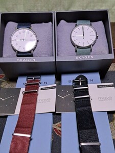 〈中古/腕時計2本＋替えベルト2本〉SKAGEN　スカーゲン　メンズ腕時計　SKW6356　SKW6377　2本セット＋替えベルト2本/ベルト幅20mm