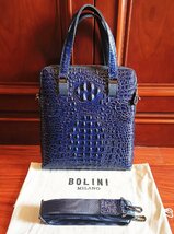 最上級逸品※定価18万◆イタリア・ミラノ発*BOLINI/ボリニ・最上級牛革・クロコダイル*トートバッグ/紺_画像9