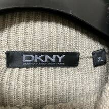 00's DKNY ハーフジップ ハーフジップセーター ウールニット ベージュ リブ編みニット モックネック ダナキャラン XLサイズ y2k_画像4