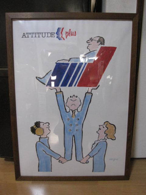 [Raymond Savignac Poster] Raymond Savignac 2005 Werbung AIR FRANCE Air France gerahmt 70x50cm Kunst Pop Art, Luftfahrtbezogene Güter, Mit der Fluggesellschaft, Air France