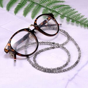 老眼鏡 サングラスのメガネチェーン グラスコード 天然石 グレー