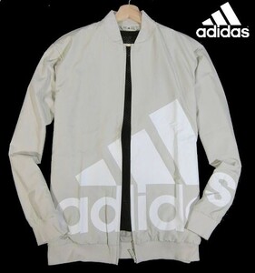 K木11471新品▼ 秋冬!! アディダス ウーブンジャケット 【 L 】 ビッグロゴ ジップアップブルゾン adidas ベージュ系