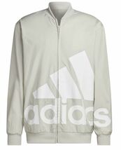 K木11471新品▼ 秋冬!! アディダス ウーブンジャケット 【 L 】 ビッグロゴ ジップアップブルゾン adidas ベージュ系_画像2