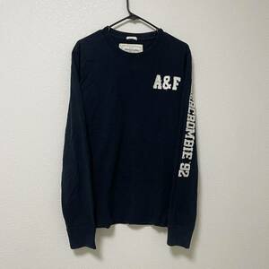 Abercrombie&Fitch アバクロンビー&フィッチ 長袖 Tシャツ L ロンT ワッペン 紺 ネイビー メンズ