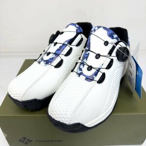 *FOURSENSE one touch dial type spike less shoes FOSN-015 ( white ) 25.0cm men's Golf shoe s*